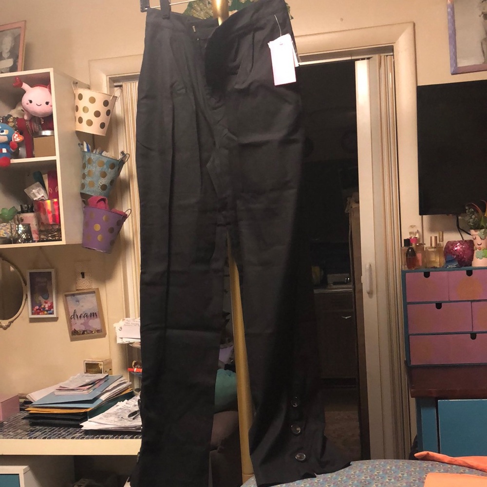 Black Pants With button detail and slit at ankle